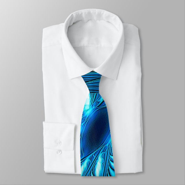 Carved Blue Star Neck Tie (Tied)