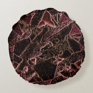 Carved brown rock style texture round pillow