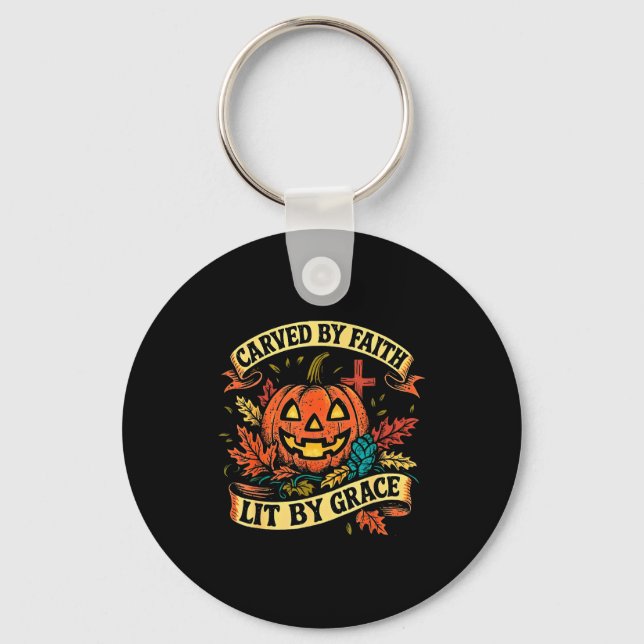 Carved By Faith Lit By Grace Religious Christian H Keychain (Front)