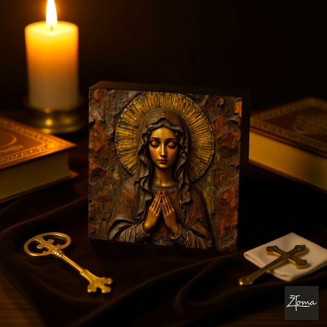 Carved Devotion  Wooden Mary Tile (Creator Uploaded)