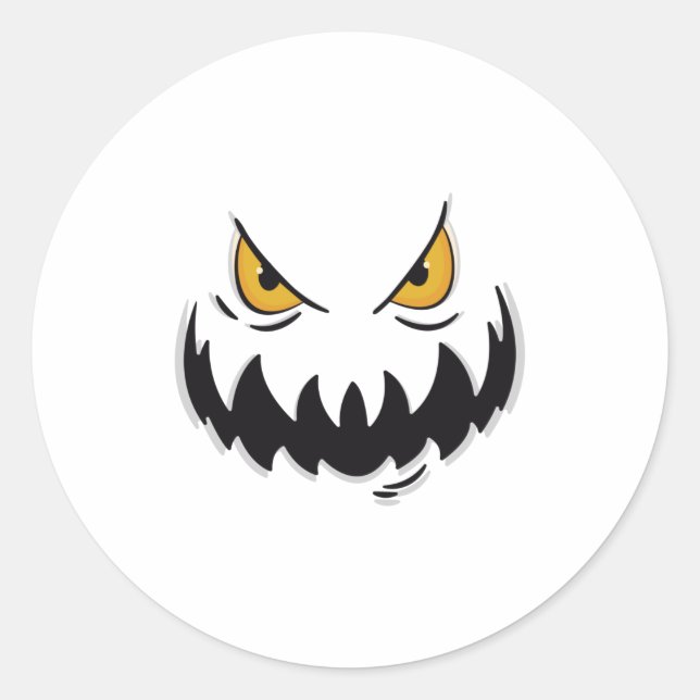 Carved Evil Grinning pumpkin face Evil Smile Part Classic Round Sticker (Front)