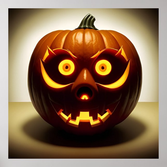 Carved Halloween Pumpkin Jack O Lantern Wall Poster (Front)