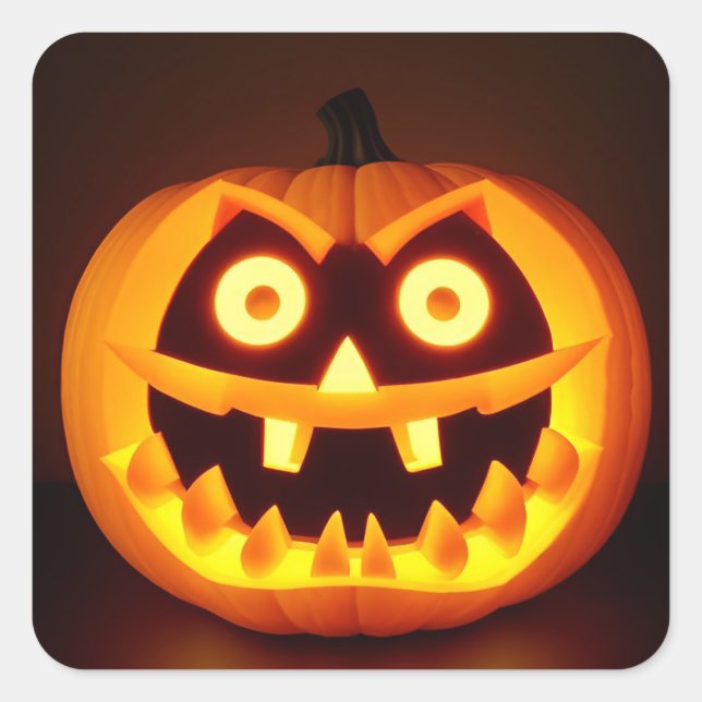 Carved Halloween Pumpkin Square Sticker (Front)