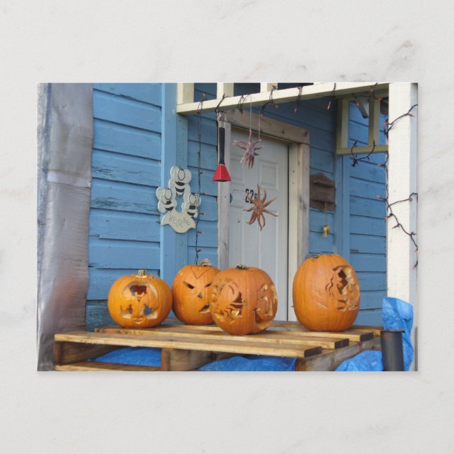 Carved Halloween Pumpkins Postcard (Front)
