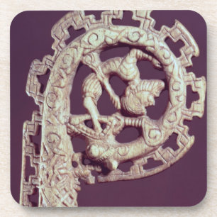 Carved handle of a bishop's crook, bone coaster