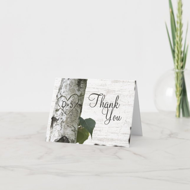 Carved Heart Birch Tree Thank You (Front)