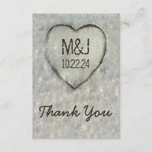 Carved Heart Birch Tree Wedding Thank You Card