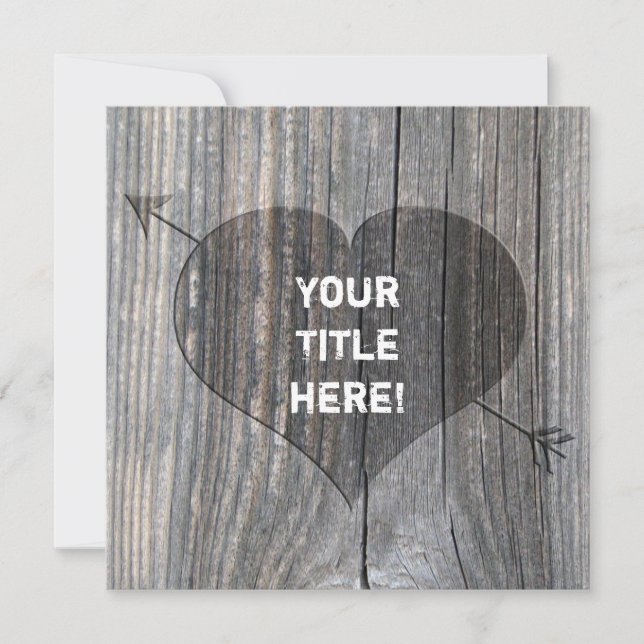 Carved Heart On Wood - Cartes de voeux Carrés (Devant)