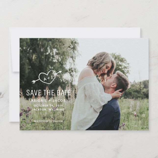 Carved Heart Save the Date Card (Front)