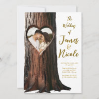 Carved Heart Tree Stump Rustic Photo Wedding