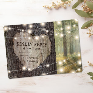Carved Heart Tree Wedding RSVP Card