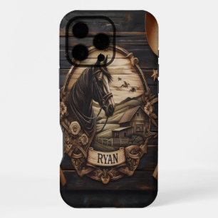 Carved Horse Farm Scene iPhone 16 Pro Max Case