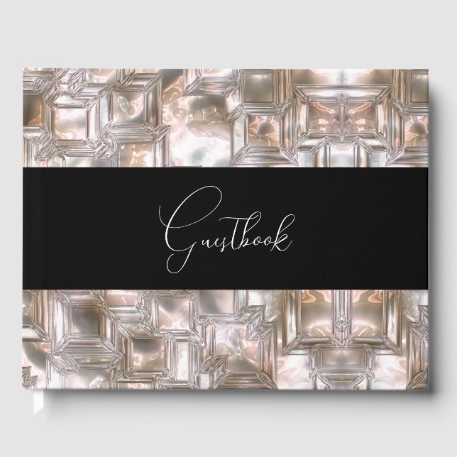 Carved Ice Texture Wedding Guest Book (Front)