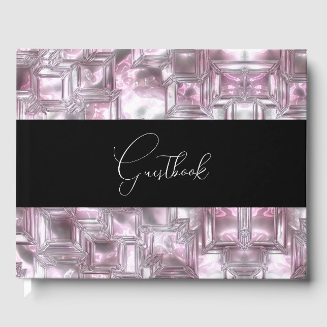 Carved Ice Texture Wedding Guest Book (Front)