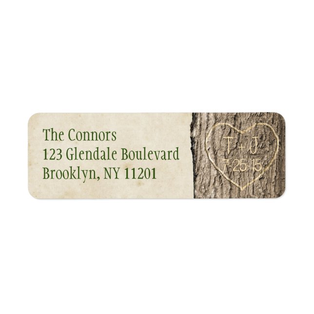 Carved Initials & Date Address Label (Front)
