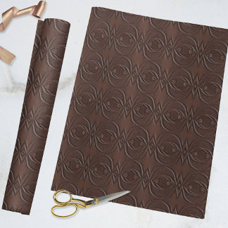 Carved Leather Look Brown Seamless Pattern Wrapping Paper