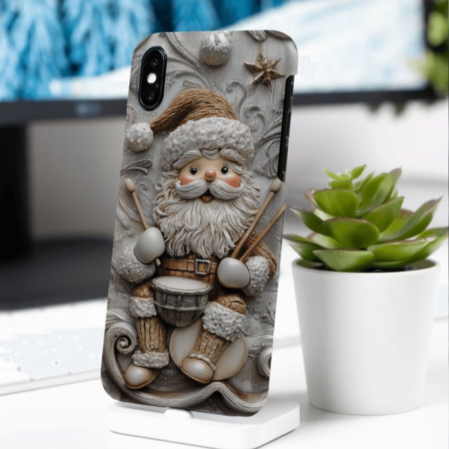  Carved Look Santa Claus Drummer Case-Mate iPhone Case (Creator Uploaded)