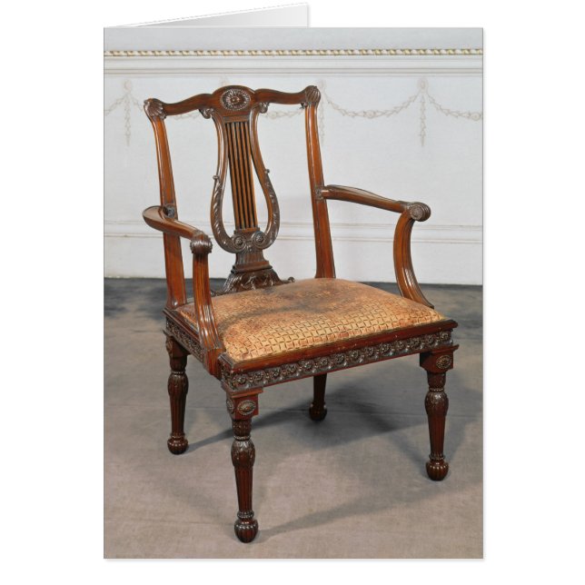 Carved lyre-back chair, supplied by (Front)