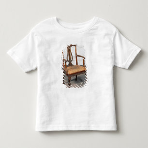 Carved lyre-back chair, supplied by toddler t-shirt