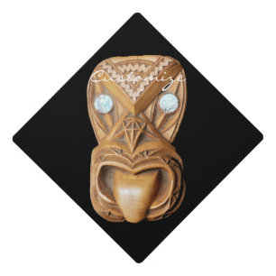 Carved Maori Tiki Face Thunder_Cove Graduation Cap Topper