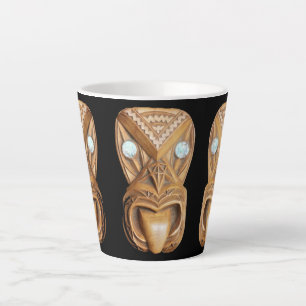 Carved Maori Tiki Face Thunder_Cove Latte Mug
