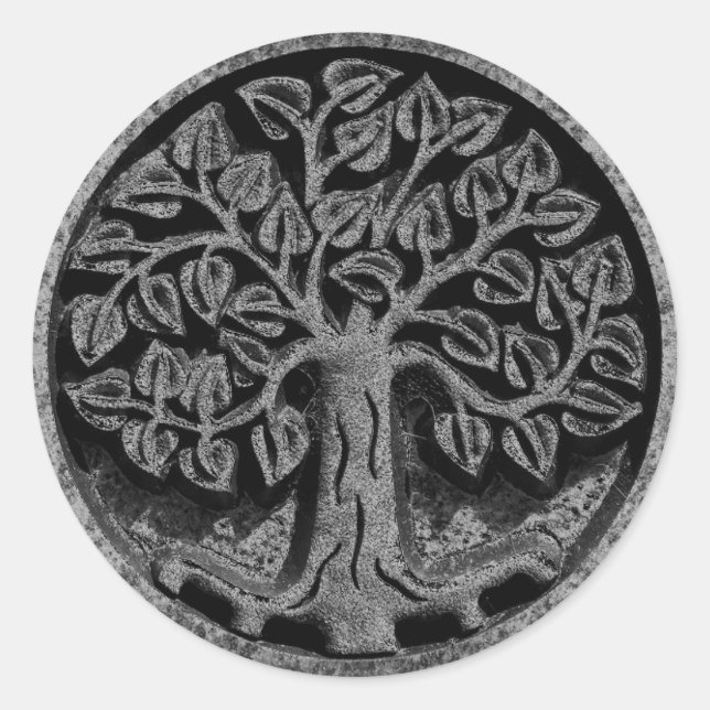 Carved Marble Stone Tree of Life Circle Stickers (Front)