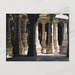 Carved marble temple columns and shadows postcard