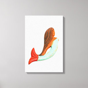 carved mermaid wrapped canvas
