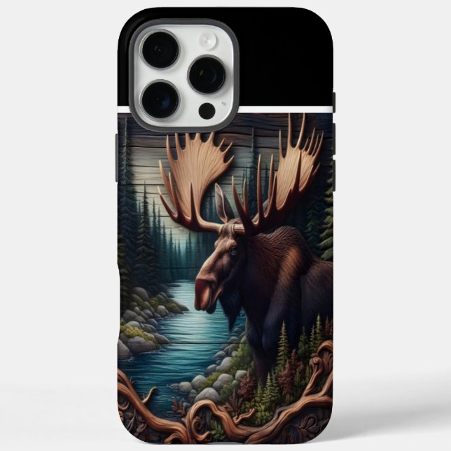 Carved Moose by a Stream Case-Mate iPhone Case (Back)