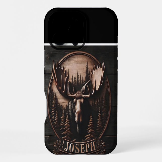 Carved Moose Portrait iPhone Case (Back)