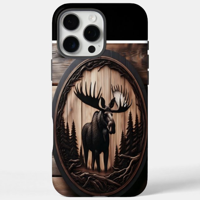 Carved Moose Wood Art Case-Mate iPhone Case (Back)