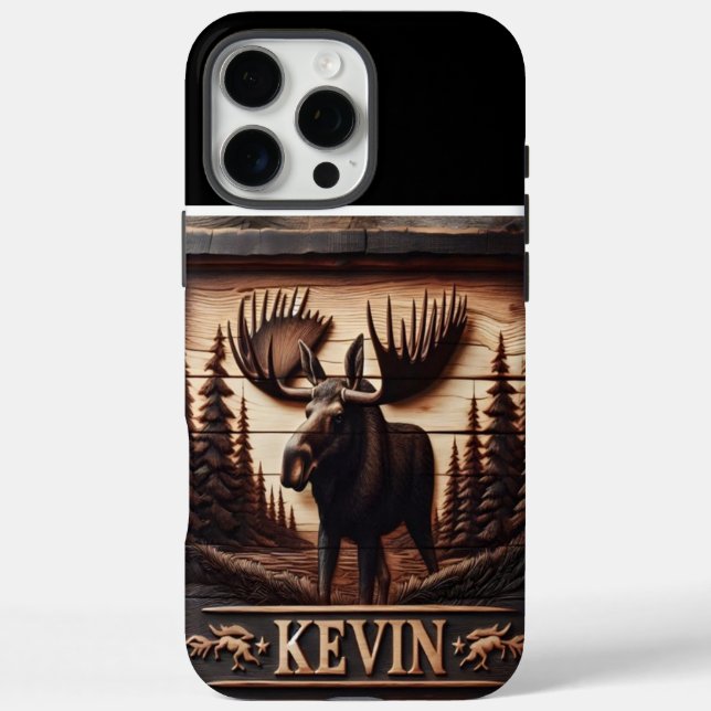 Carved Moose Wood Sign Case-Mate iPhone Case (Back)