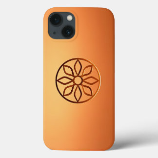 Carved Motif Design on Brown iPhone 13 Case