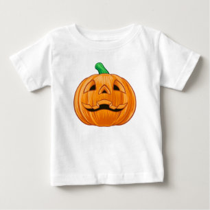 Carved Orange Pumpkin Detailed Halloween Baby T-Shirt