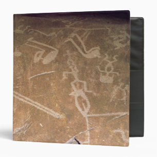 Carved petroglyph depicting figures binder