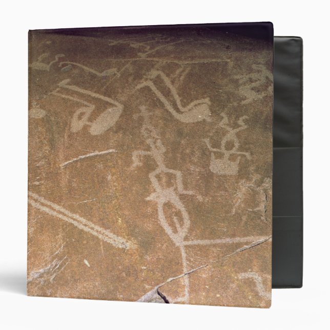Carved petroglyph depicting figures binder (Front/Inside)