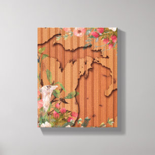 Carved Pine Wood Michigan   Floral Canvas Print