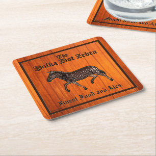 Carved Polka Dot Zebra English Square Paper Coaster