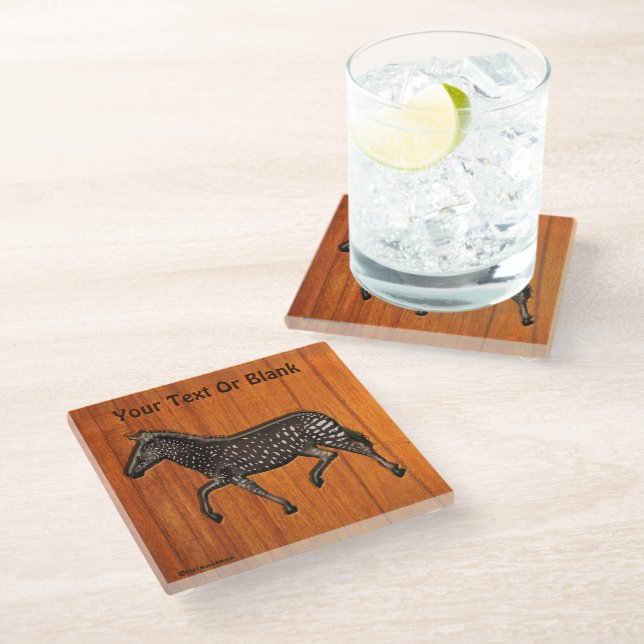 Carved Polka Dot Zebra Glass Coaster (Angled)