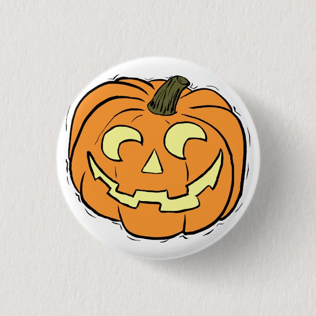 Carved Pumpkin Face 1 Inch Round Button (Front)