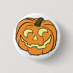 Carved Pumpkin Face 1 Inch Round Button