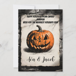 Carved Pumpkin Holiday Card Thanksgiving Halloween