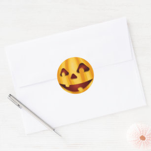 Carved pumpkin smiling Halloween design Classic Round Sticker