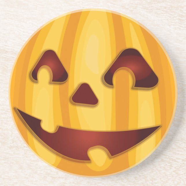 Carved pumpkin smiling Halloween design Coaster (Front)