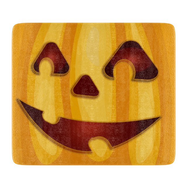 Carved pumpkin smiling Halloween design Cutting Board (Front)