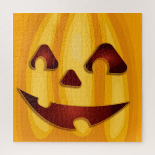 Carved pumpkin smiling Halloween design Jigsaw Puzzle