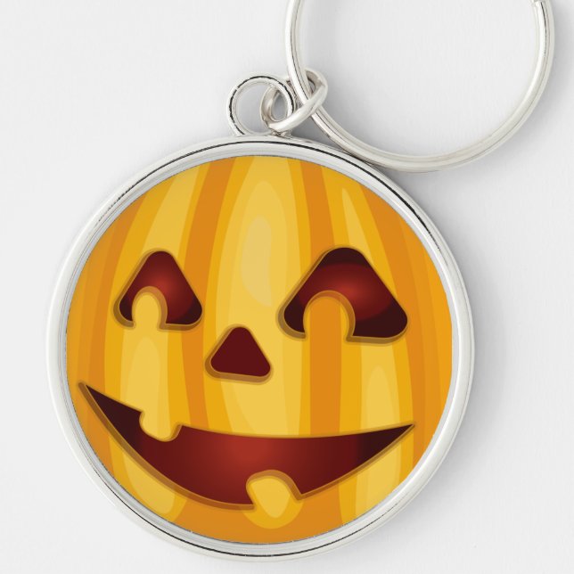 Carved pumpkin smiling Halloween design Keychain (Front)