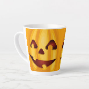 Carved pumpkin smiling Halloween design   Latte Mug