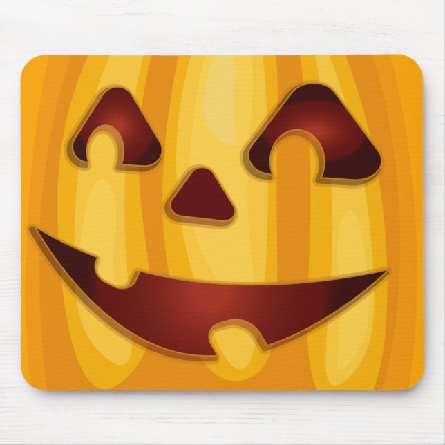 Carved pumpkin smiling Halloween design Mouse Pad (Front)