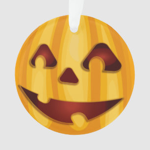 Carved pumpkin smiling Halloween design Ornament